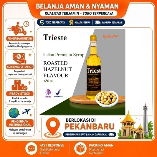 Pekanbaru 650ml Trieste Roasted Hazelnut Flavour The Italian Premium Syrup Sirup Minuman Halal