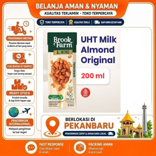 Pekanbaru 200ml Brookfarm Susu UHT Almond Rasa Original Milk Drink Beverage Halal Rendah Gula