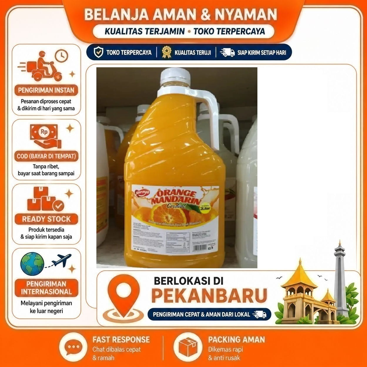 Pekanbaru 2 Liter Naraya Orange Mandarin Cordial Syrup Minuman Sirup Rasa Buah Jeruk Halal