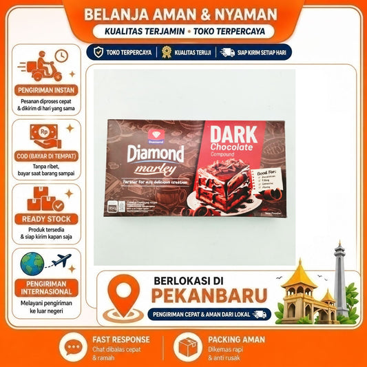 Pekanbaru 250 Gram Diamond Marley Dark Chocolate Compound Cokelat Hitam Batang Coklat Halal