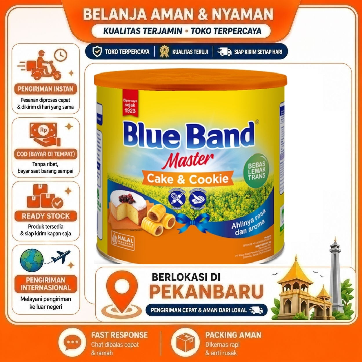 Pekanbaru 2 kg Blue Band Master Cake & Cookie Bebas Lemak Trans Kebutuhan Memasak Bahan Kue