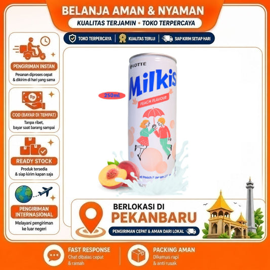 Pekanbaru 250ml Lotte Milkis Peach Carbonated Flavoured Drink Minuman Rasa Buah Persik Halal