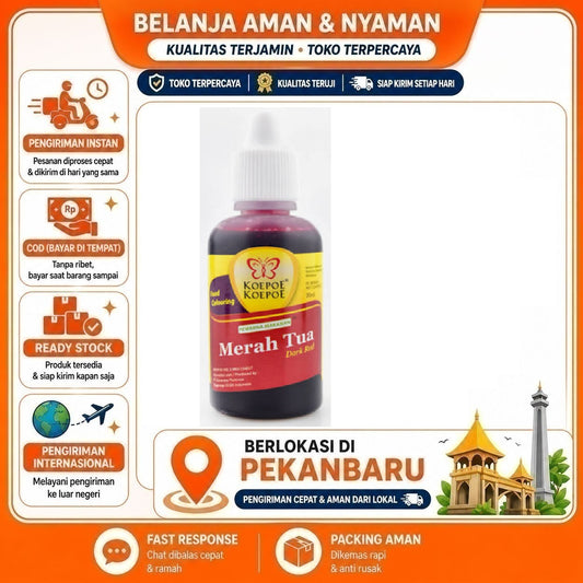 Pekanbaru 30ml Koepoe Koepoe Pewarna Makanan Merah Tua Dark Red Bahan Kue Cake Mix Food Halal