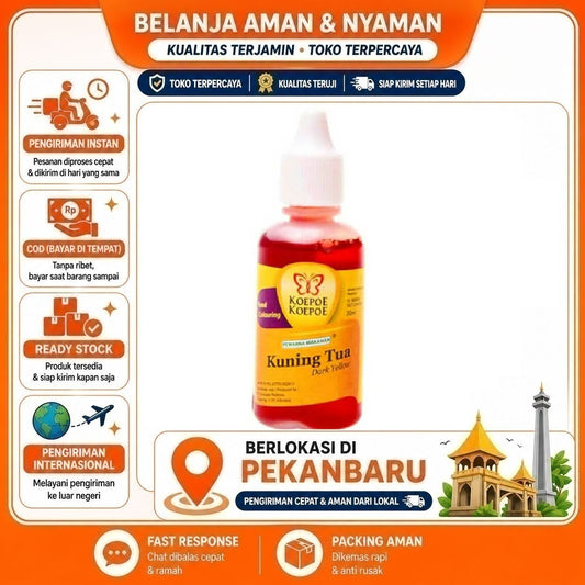 Pekanbaru 30ml Koepoe Koepoe Pewarna Makanan Kuning Tua Dark Yellow Food Colouring Halal Enak