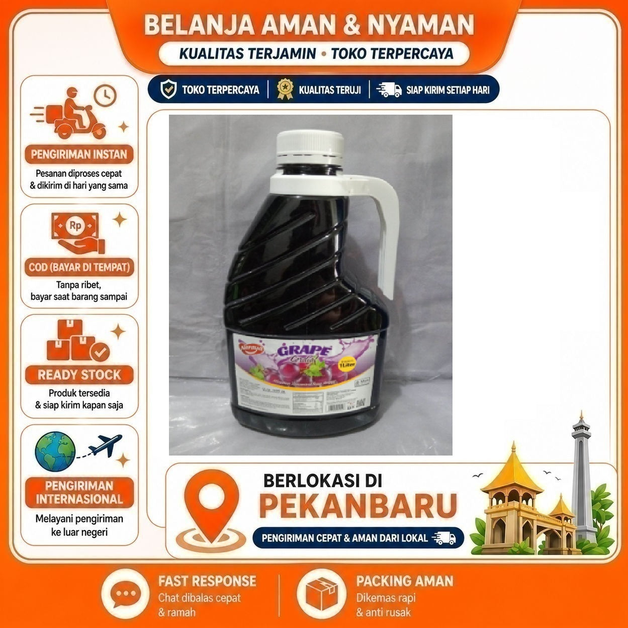 Pekanbaru 1 Liter Naraya Grape Cordial Syrup Minuman Sirup Konsentrat Rasa Anggur Halal Enak
