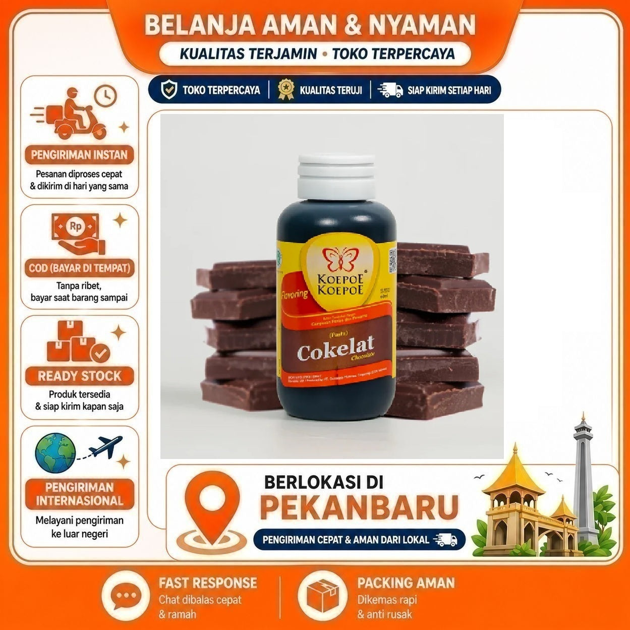 Pekanbaru 60ml Koepoe Koepoe Perisa Pasta Cokelat Chocolate Coklat Bahan Makanan Kue Halal Mix