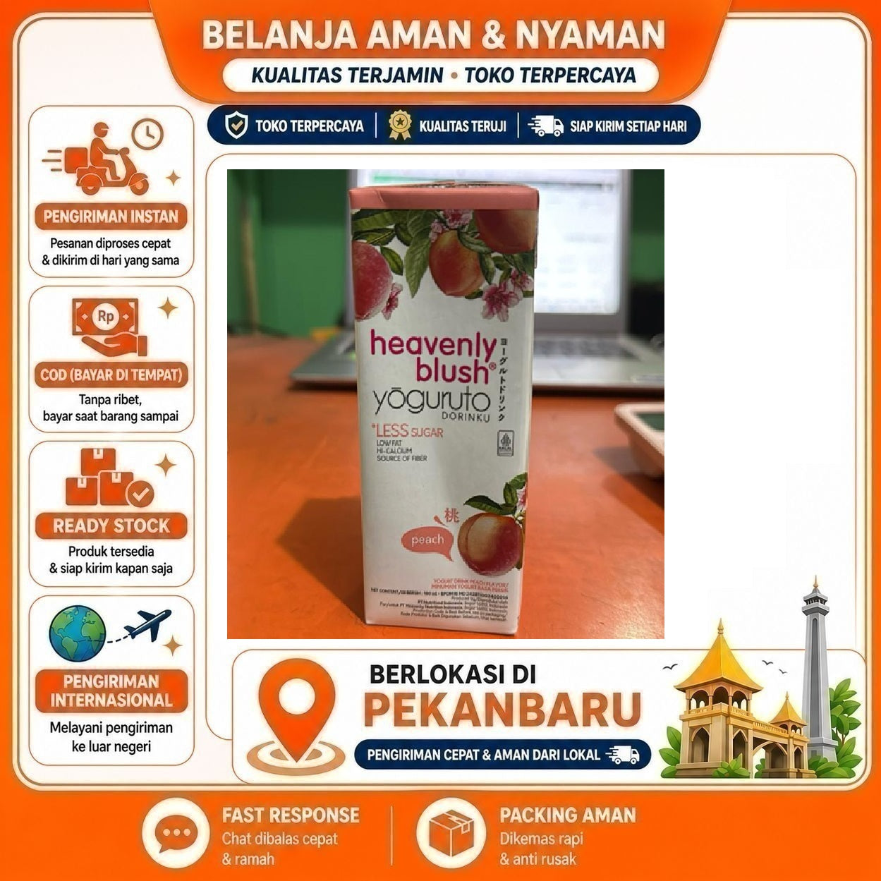 Pekanbaru 180ml Heavenly Blush Yogurt Peach Ready To Drink Less Sugar Rendah Gula Halal Sehat