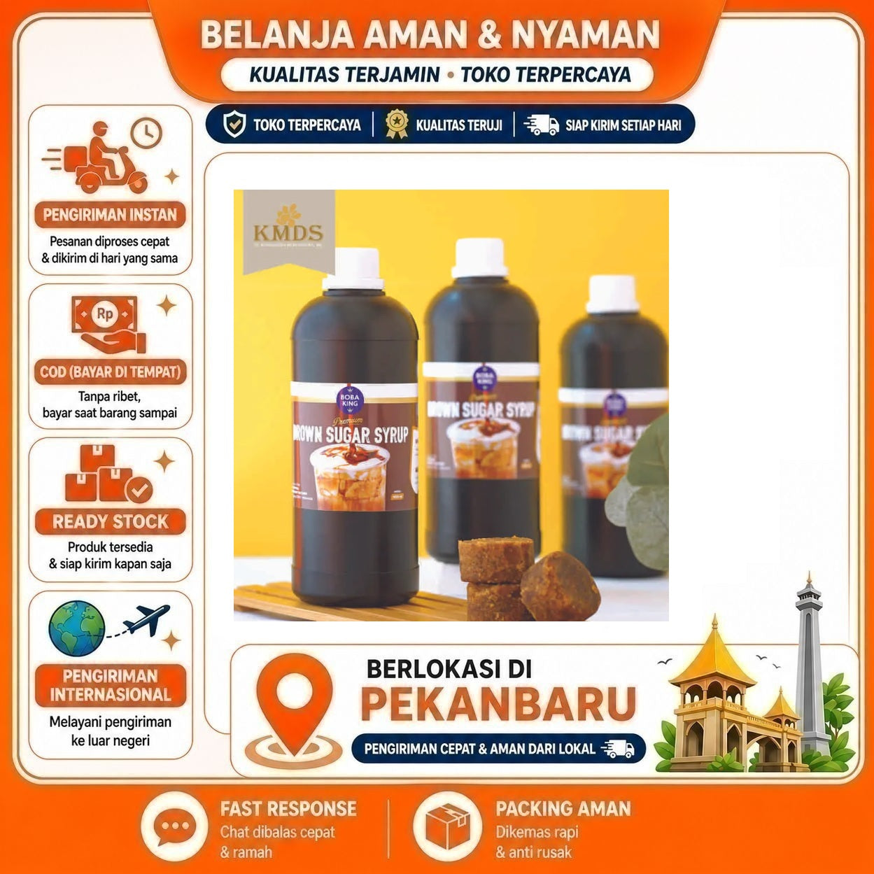 Pekanbaru 1 Liter Bobaking Brown Sugar Syrup Sirup Rasa Gula Merah Bahan Minuman Mix Drink 1L