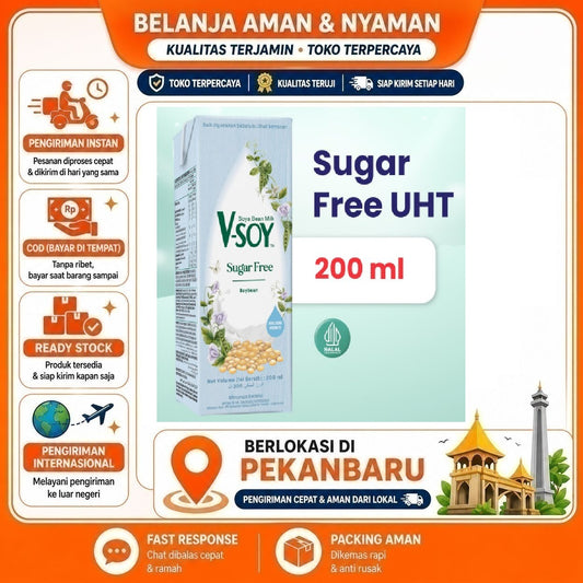 Pekanbaru 200ml V-soy Sugar Free Soya Bean Milk Soybean Minuman Nabati Susu Kacang Kedelai