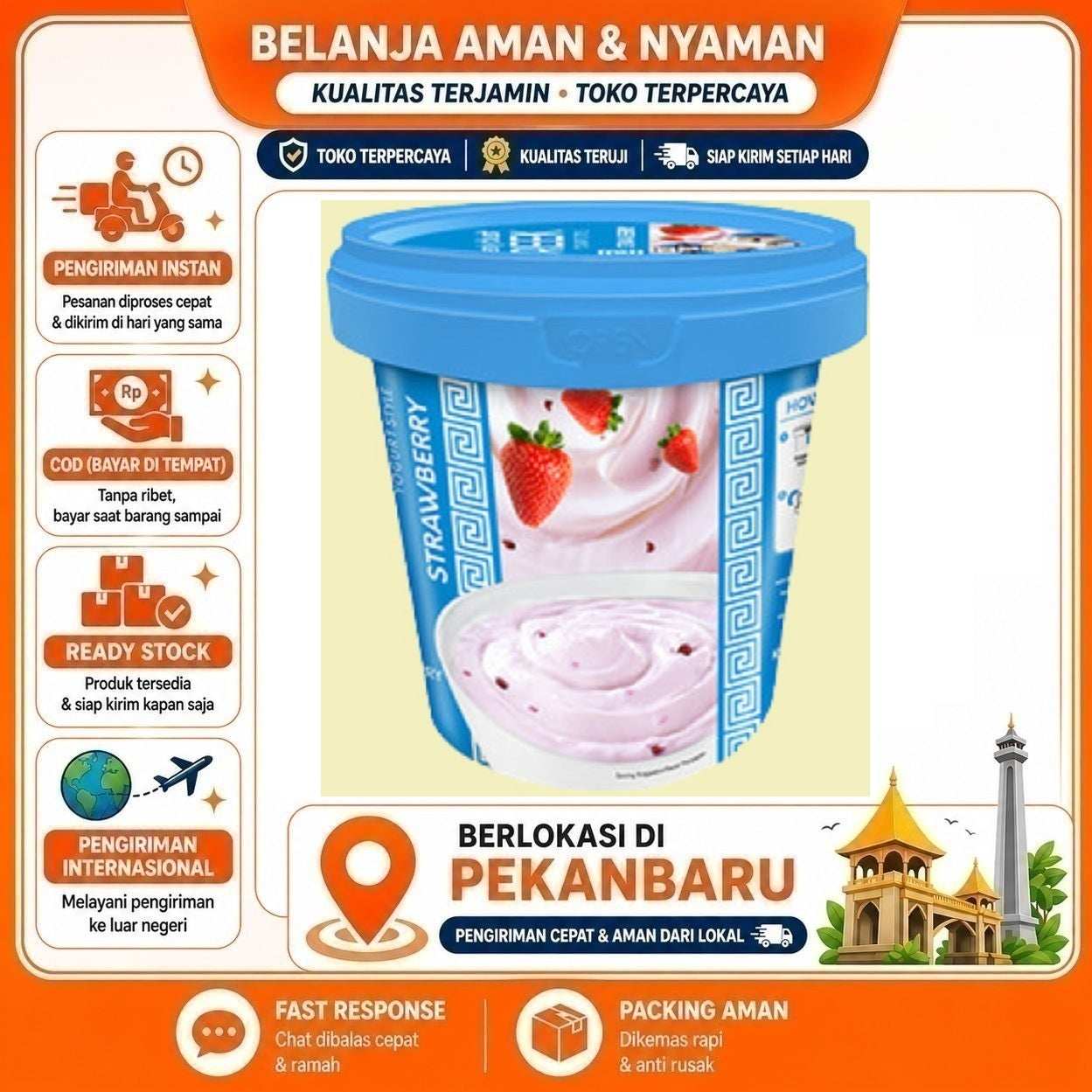 Pekanbaru 1 kg Heavenly Blush Greek Yogurt Strawberry Rasa Stroberi Tinggi Protein, Lembut 1kg