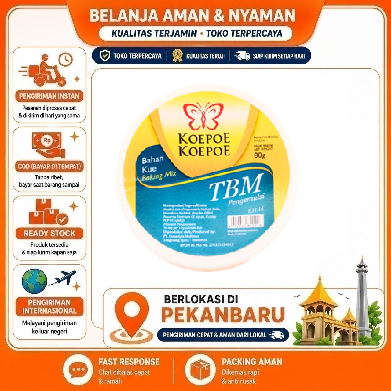 Pekanbaru 80gr TBM Koepoe Koepoe - Pengembang & Pelembut Kue Berkualitas Bahan Kue Baking Mix