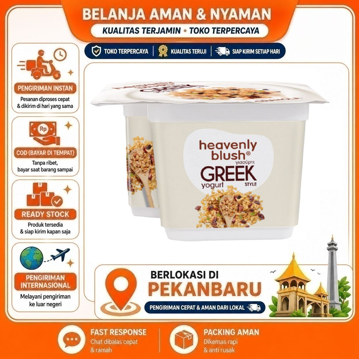 Pekanbaru 100 gr Heavenly Blush Greek Style Yogurt Granola Flavor Yoghurt Bergizi Sehat Halal