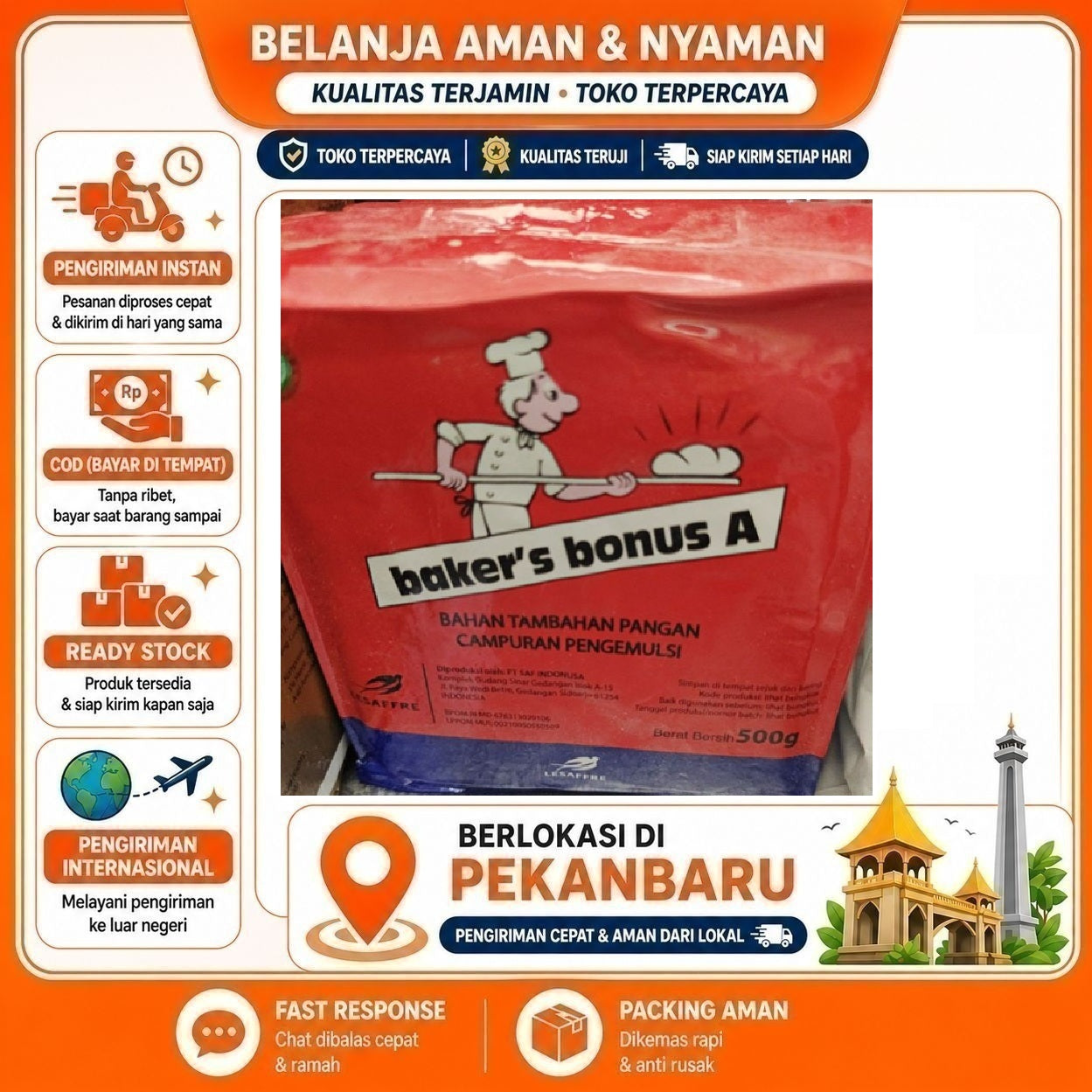 Pekanbaru 500 Gram Baker's Bonus A Bahan Tambahan Pangan Campuran Pengemulsi Roti Empuk Lembut