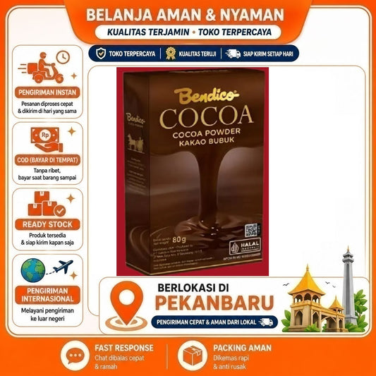 Pekanbaru 80 gr Bubuk Kakao Bendico Cocoa Powder Murni untuk Kue, Minuman, dan Dekorasi Halal
