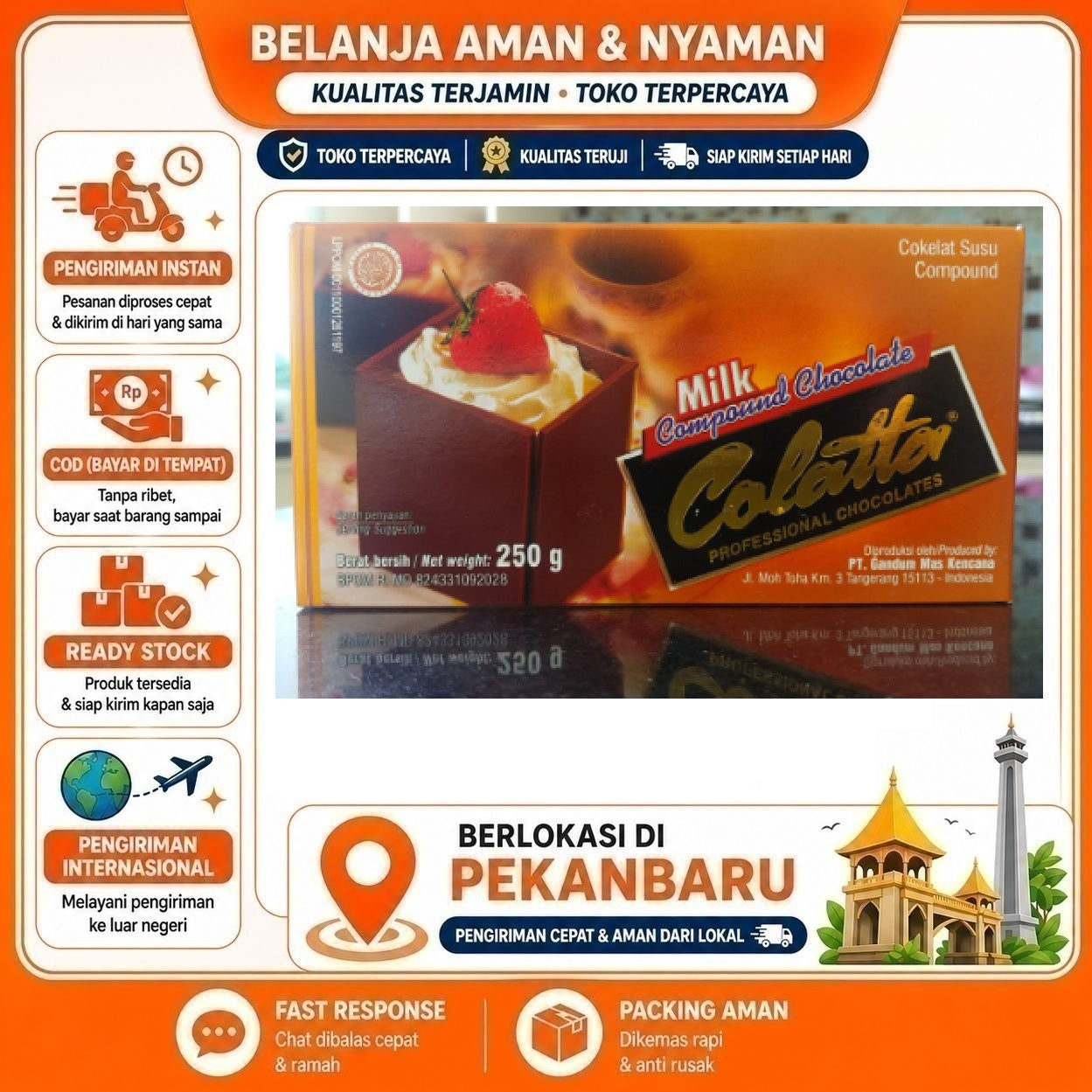 Pekanbaru 250 Gram Colatta Milk Compound Chocolate Cokelat Susu Batang Coksu Coklat Kue Halal