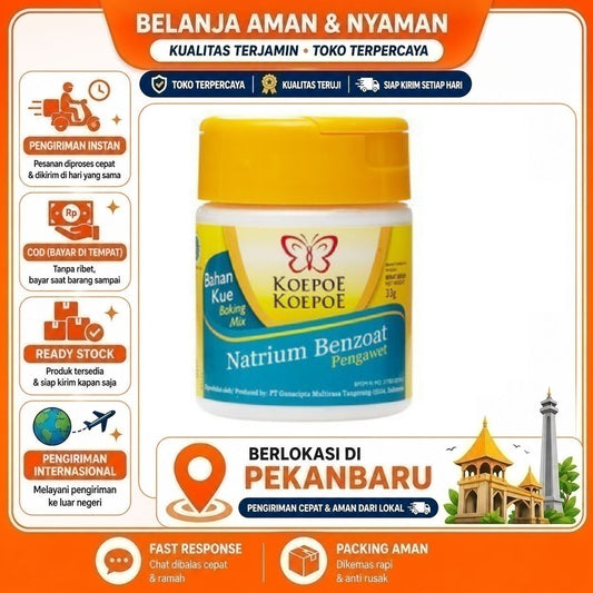 Pekanbaru Natrium Benzoate Koepoe Koepoe 33gr - Pengawet Alami, Praktis Digunakan Bahan Kue