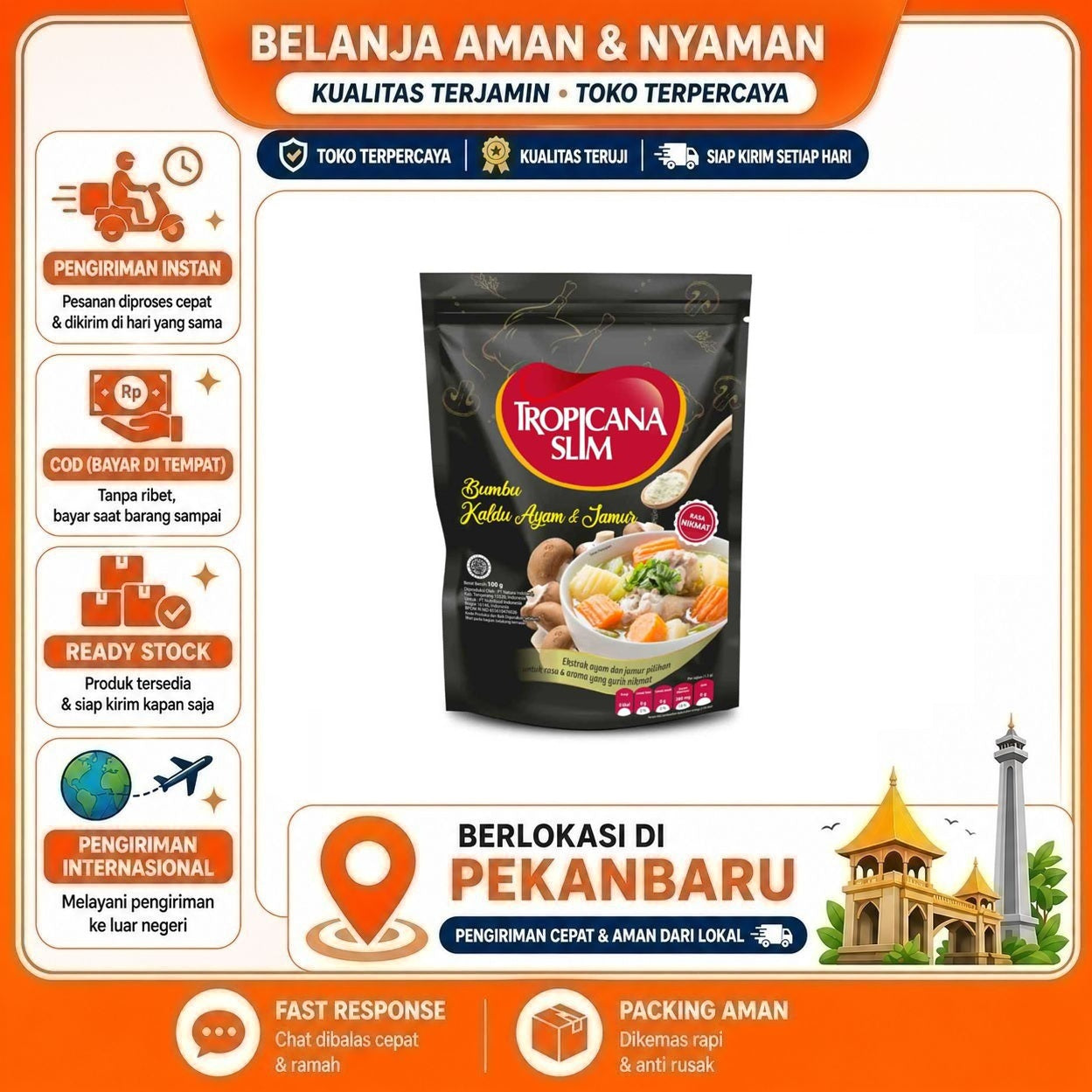 Pekanbaru 100 Gram Tropicana Slim Bumbu Kaldu Ayam & Jamur Rasa Nikmat Kitchen Seasoning Halal