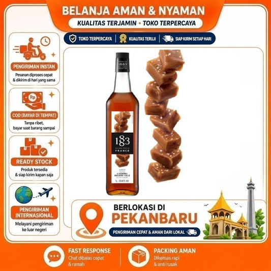 Pekanbaru 1 Liter 1883 Salted Caramel Syrup Sirup Rasa Karamel Bahan Minuman Kemasan Botol 1L