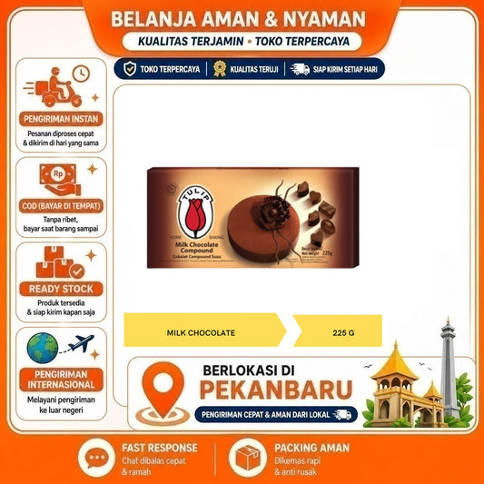 Pekanbaru 225 Gram Tulip Milk Chocolate Compound Cokelat Susu Coklat Batang Aroma Alami Halal