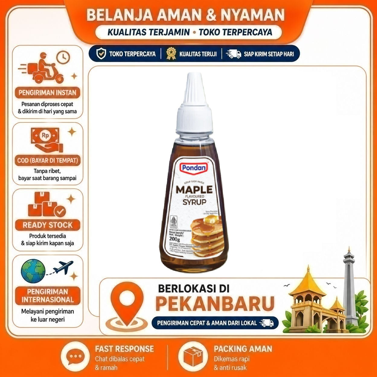 Pekanbaru 200 Gram Pondan Maple Syrup Flavoured Sirup Rasa Maple Bahan Dekorasi Kue Cake Mix