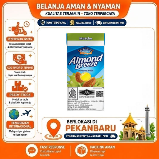 Pekanbaru 180ml Almond Breeze Milk Matcha Flavor Blue Diamond Minuman Susu Non-Dairy Halal