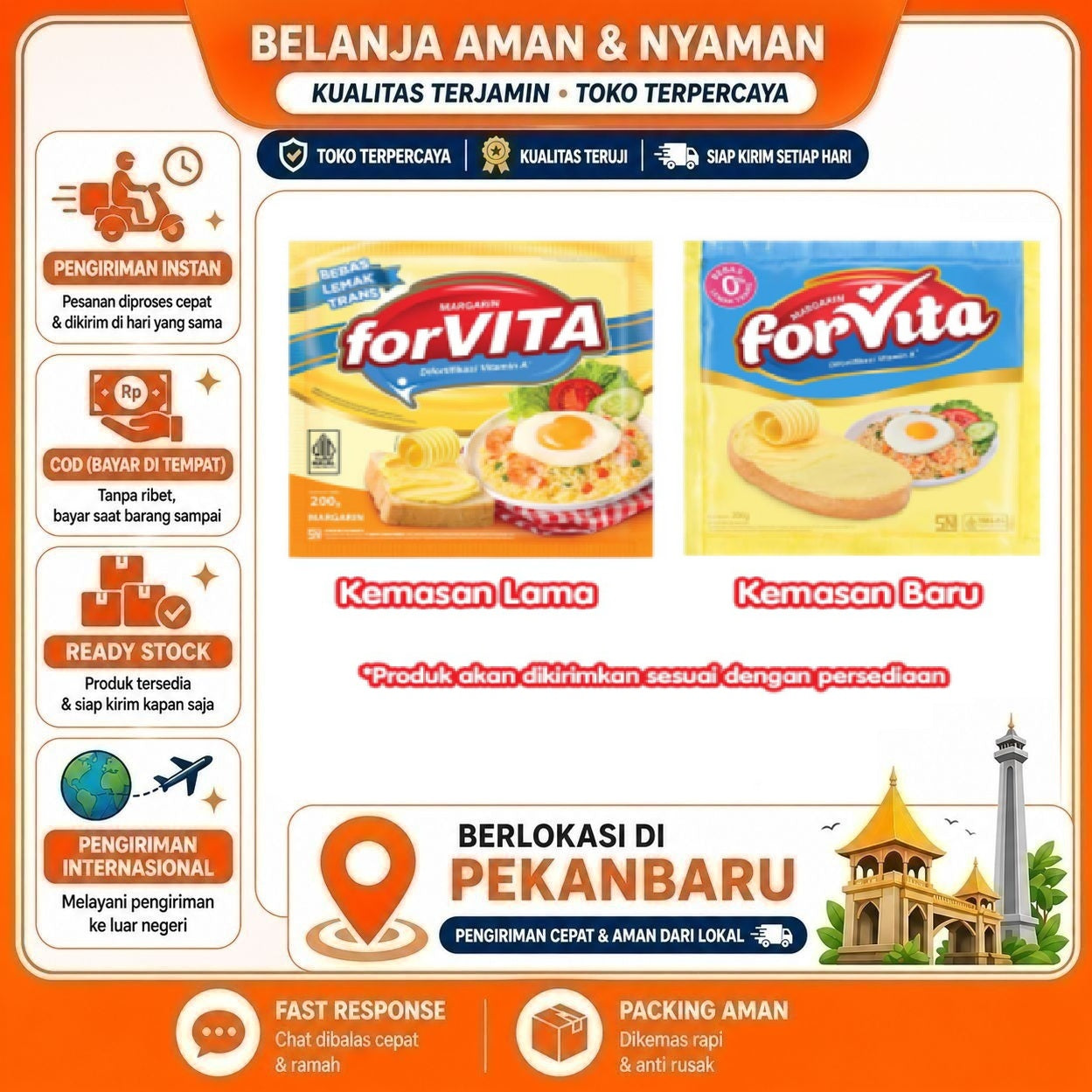 Pekanbaru Forvita Margarin Palmia 200g - Ekonomis, Bebas Lemak Trans, Kemasan Praktis Halal