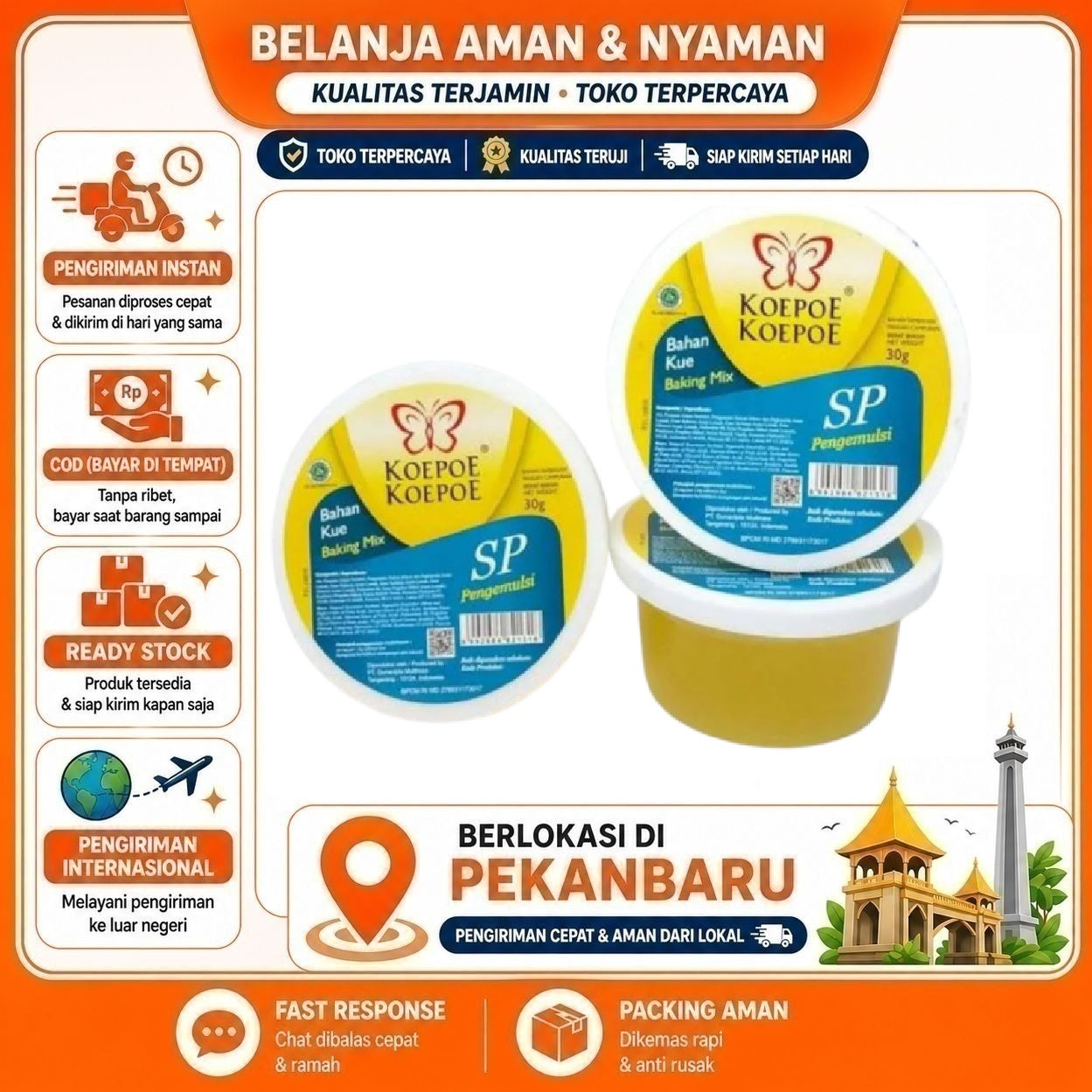 Pekanbaru Pengemulsi Kue Koepoe-Koepoe SP 30 Gram - Stabilkan Adonan, Tekstur Lembut, Praktis