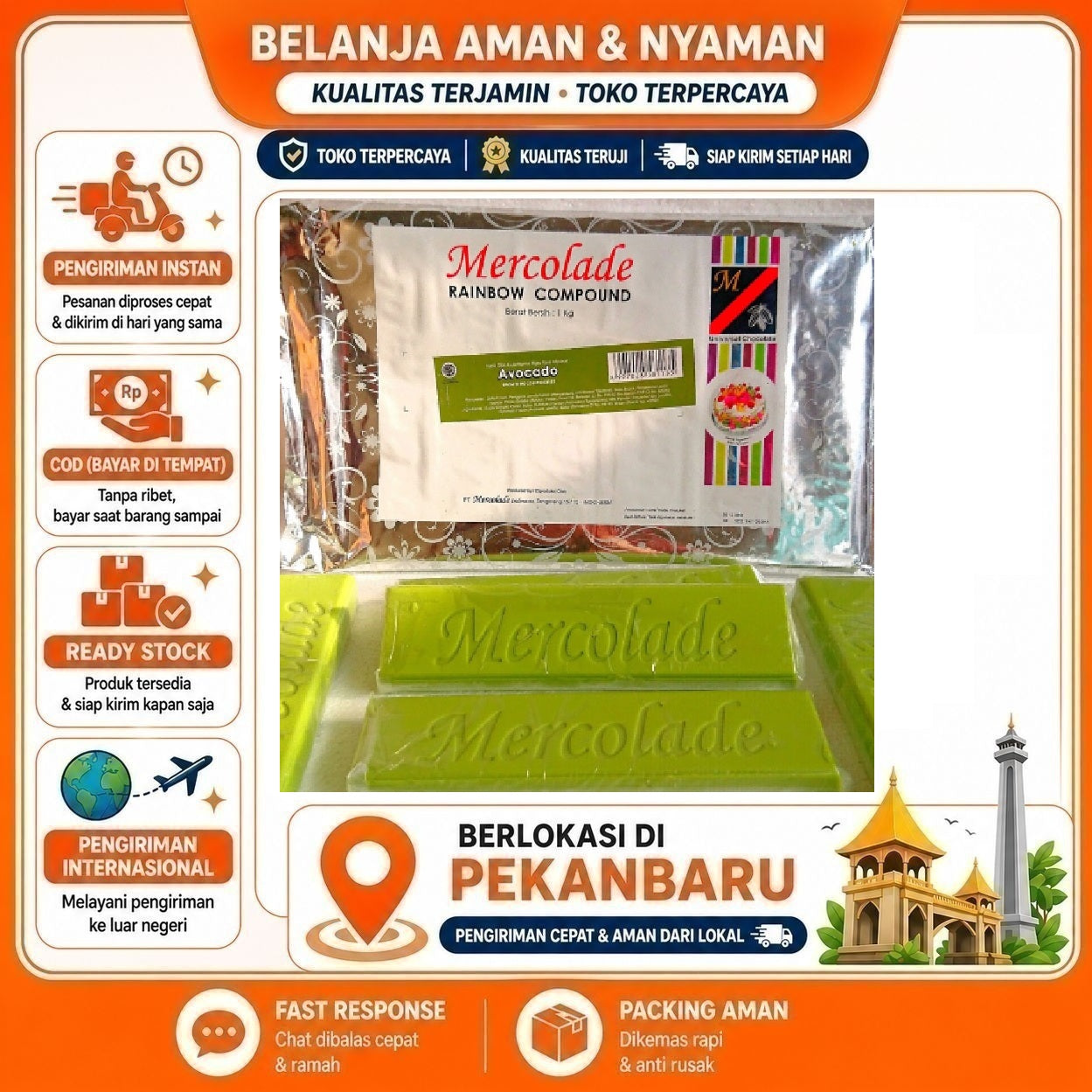 Pekanbaru Mercolade Avocado 1 Batang Rainbow Compound Potongan Rasa Alpukat Bahan Kue Cake