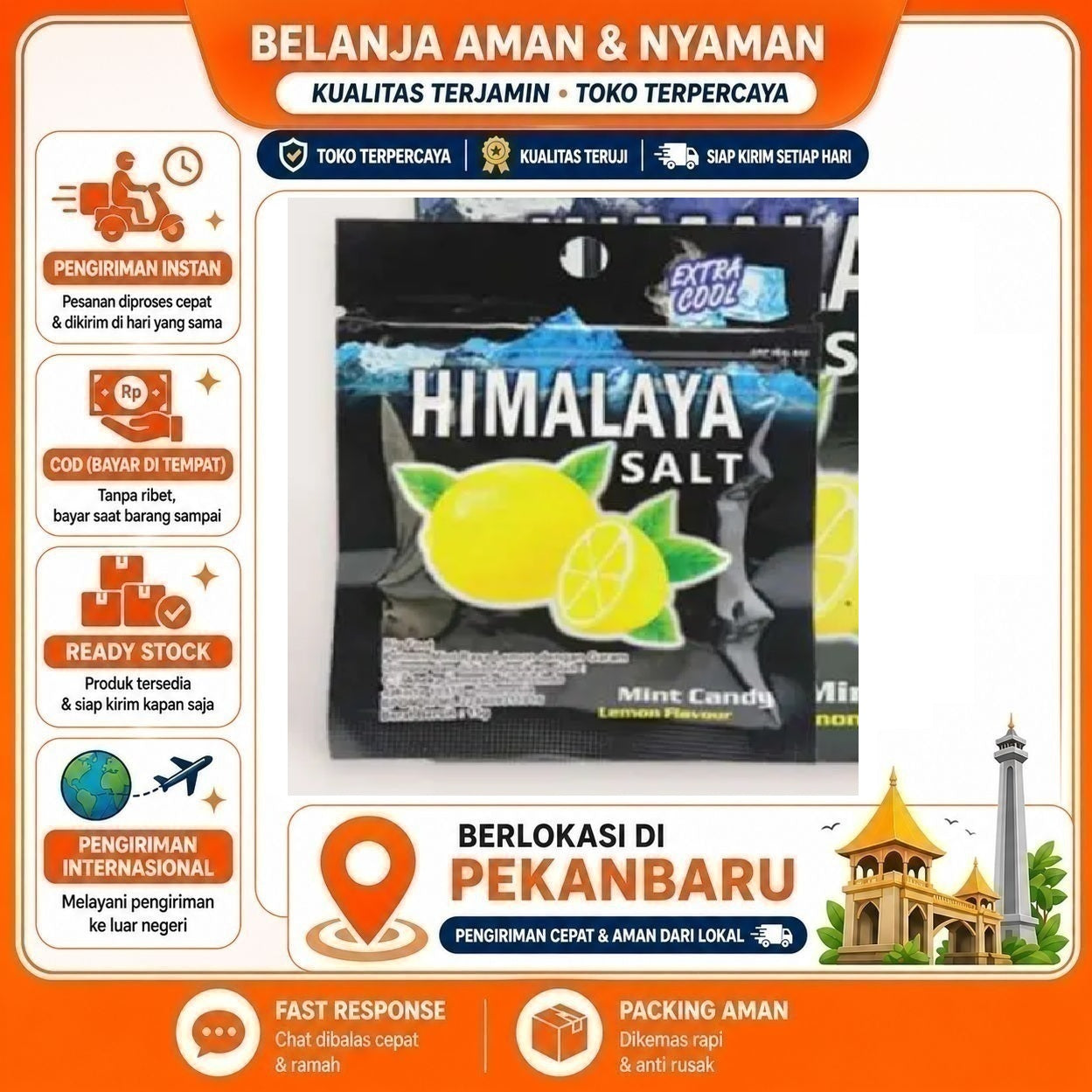 Pekanbaru 15 gr Himalaya Salt Mint Candy Permen Extra Cool Segar Dari Garam Himalayan Halal