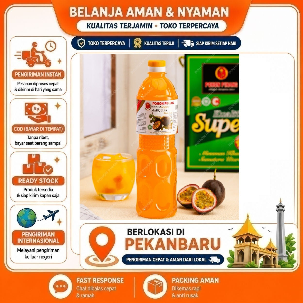 Pekanbaru 1 Liter Sirup Markisa Pohon Pinang Super Quality Passion Fruit Syrup Bahan Minuman