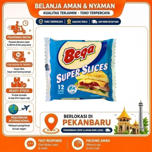 Pekanbaru Bega Super Slice 12 Slice 200GR Sumber Kalsium Untuk Sandwich Keju Cheese Slices