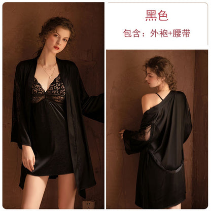 Pekanbaru D-113 One Set Dress Kimono + Belt Baju Wanita Satin Quality Super Premium